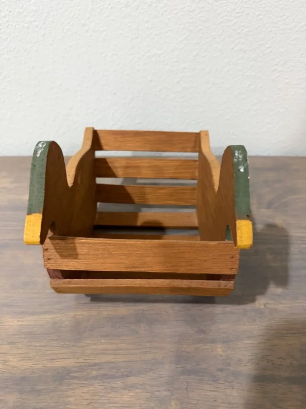 Vintage Handmade Wooden Mallard Duck Basket Farm Decor